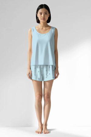 Woman Polyviscon Arvelin Thick Strap Short Set - METRAJ ZEMIN - Image 1