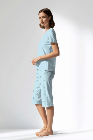 Woman Polyviscon Arvelin Capri Set - METRAJ ZEMIN - Image 2