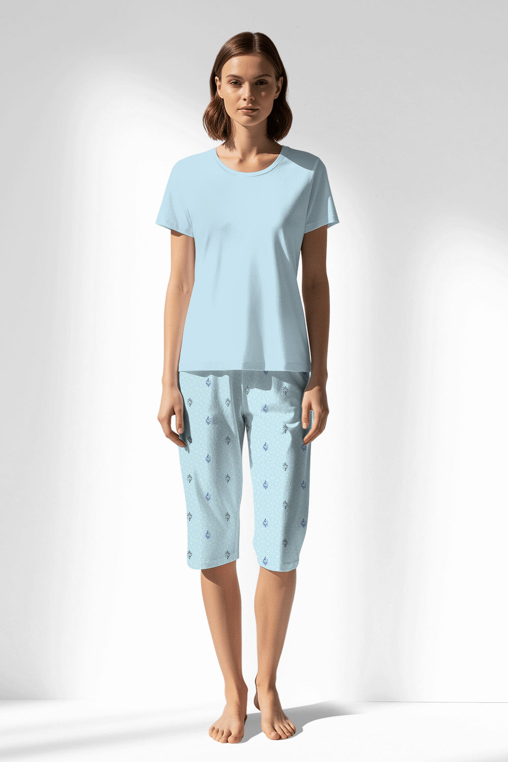 Woman Polyviscon Arvelin Capri Set - METRAJ ZEMIN - Image 1