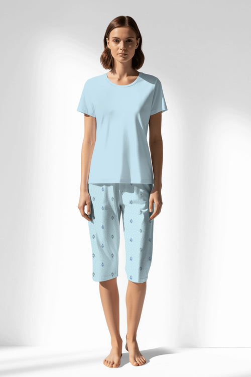 Woman Polyviscon Arvelin Capri Set - METRAJ ZEMIN - Image 1