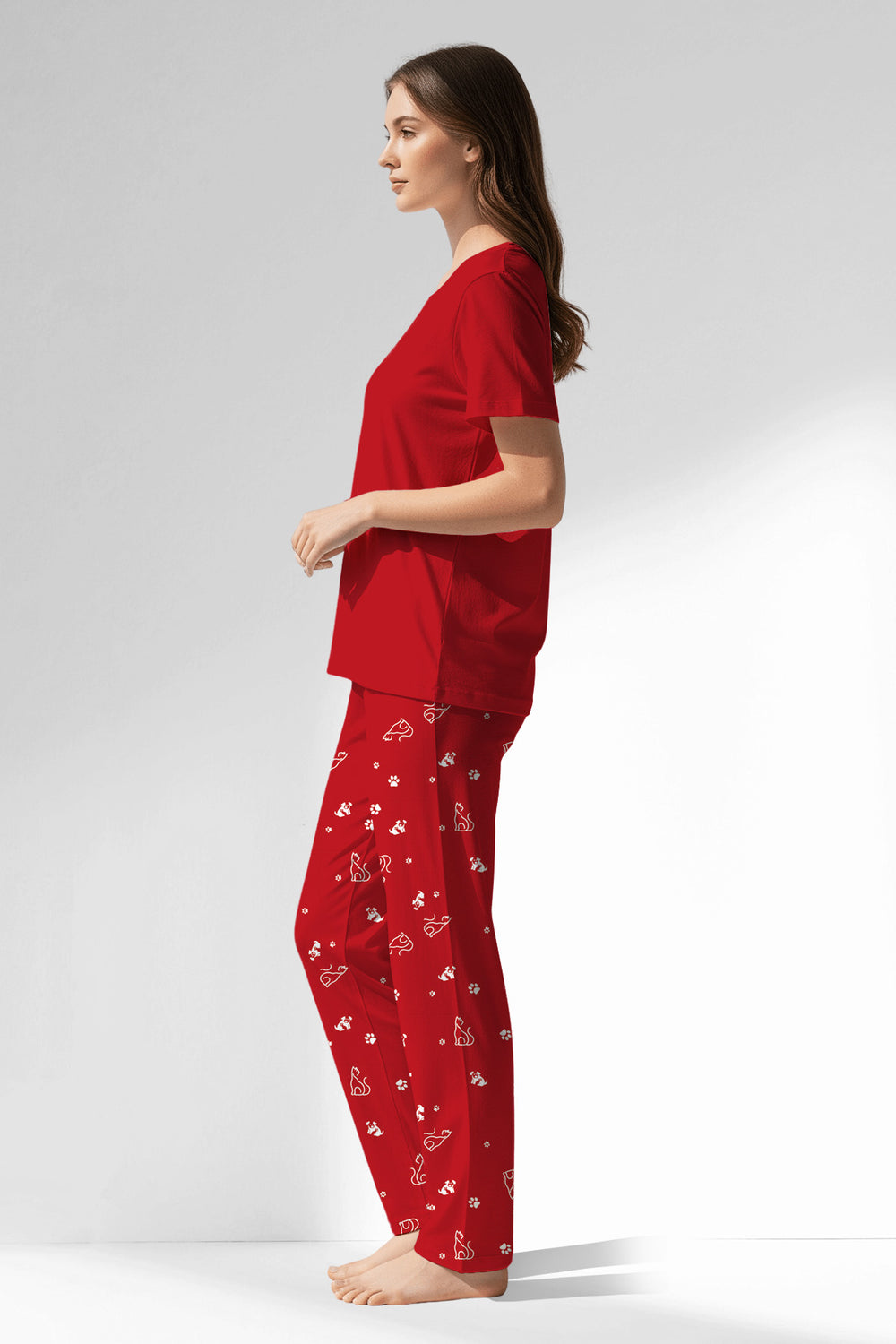Woman Polyviscon Catty Pyjama Set - METRAJ ZEMIN - Image 1