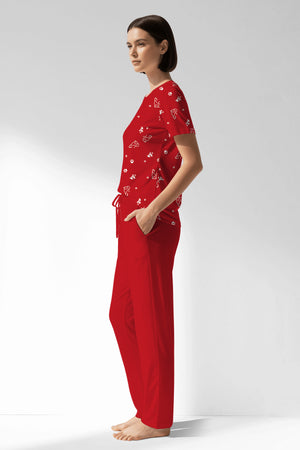 Woman Polyviscon Catty Pocket Detail Pyjama Set - ROTASYON - Image 2