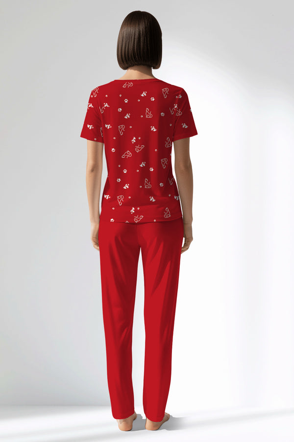 Woman Polyviscon Catty Pocket Detail Pyjama Set - ROTASYON - Image 3