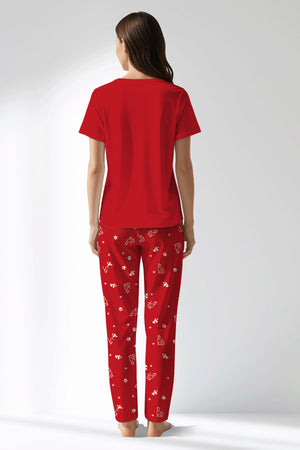 Woman Polyviscon Catty Drop Collar Pyjama Set - METRAJ ZEMIN - Image 3