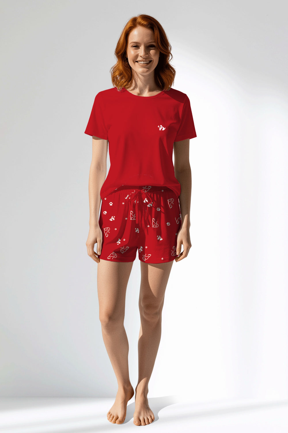 Woman Polyviscon Catty Short Set - METRAJ ZEMIN - Image 1