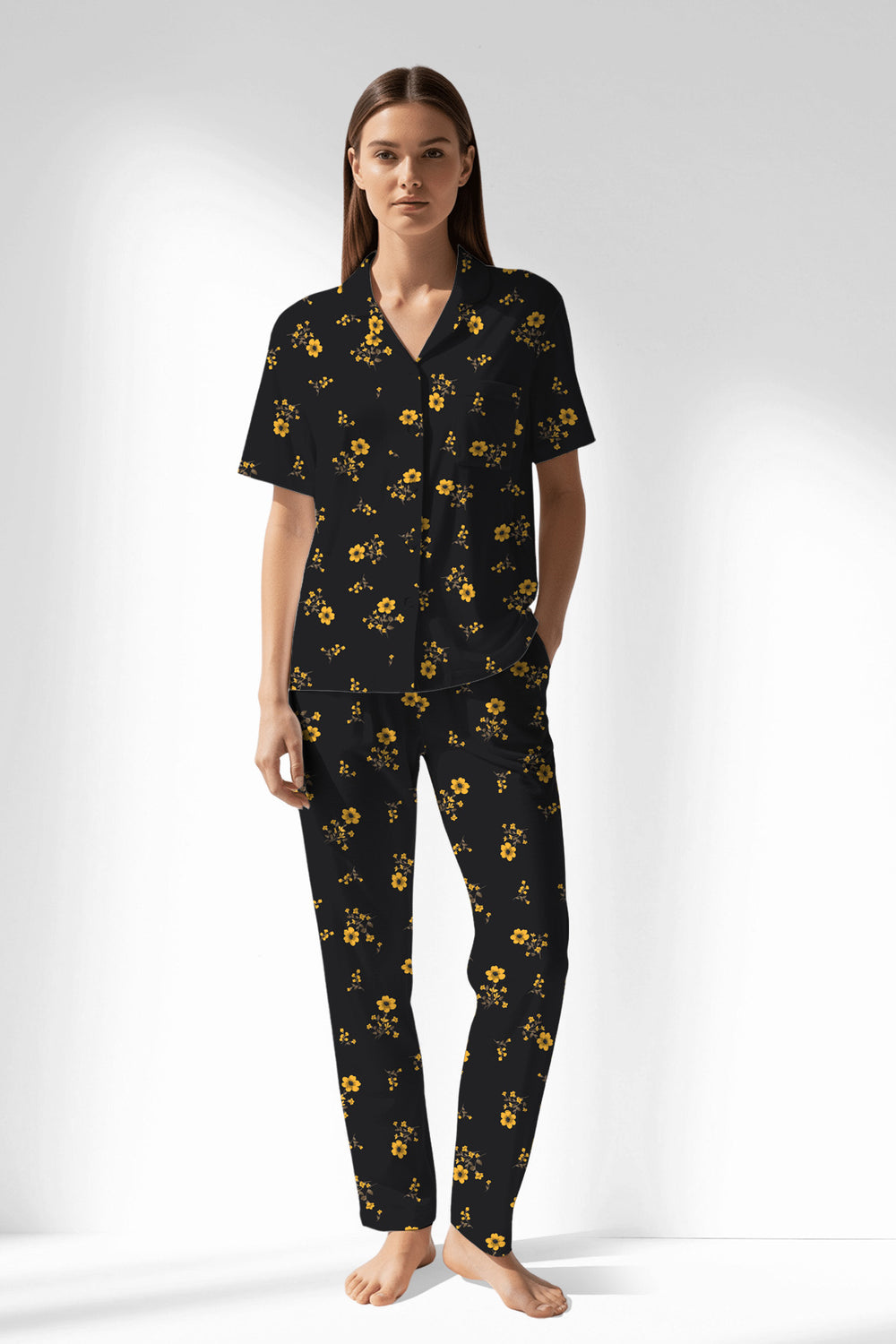 Woman Polyviscon Floryn Buttoned Pyjama Set - ROTASYON - Image 1