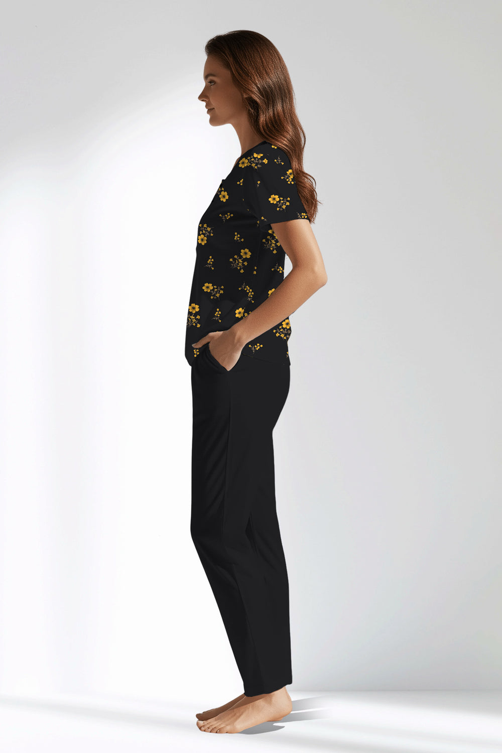 Woman Polyviscon Floryn Buttoned Collar Pyjama Set - ROTASYON - Image 1