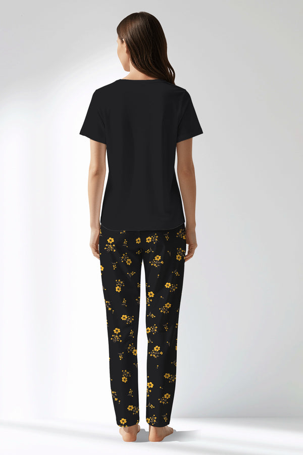 Woman Polyviscon Floryn Drop Collar Pyjama Set - METRAJ ZEMIN - Image 3