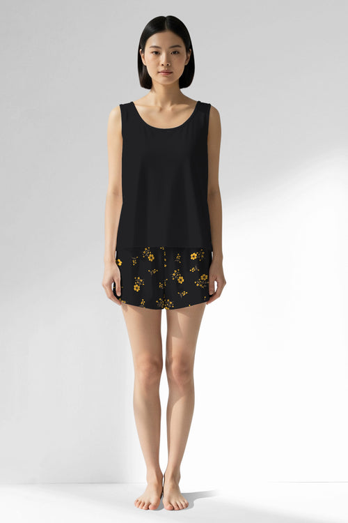 Woman Polyviscon Floryn Thick Strap Short Set - METRAJ ZEMIN - Image 1