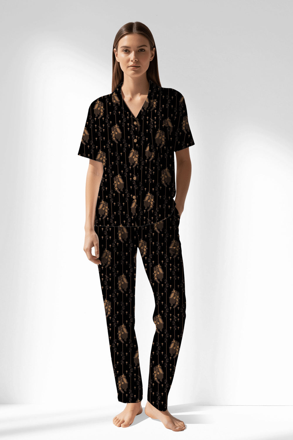 Woman Polyviscon Iralea Buttoned Pyjama Set - ROTASYON - Image 1