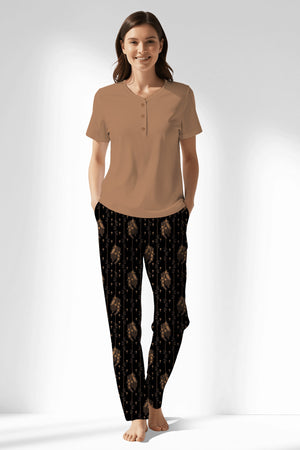 Woman Polyviscon Iralea Drop Collar Pyjama Set - METRAJ BAKIR - Image 1
