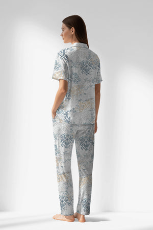 Woman Polyviscon Livora Buttoned Pyjama Set - ROTASYON - Image 3