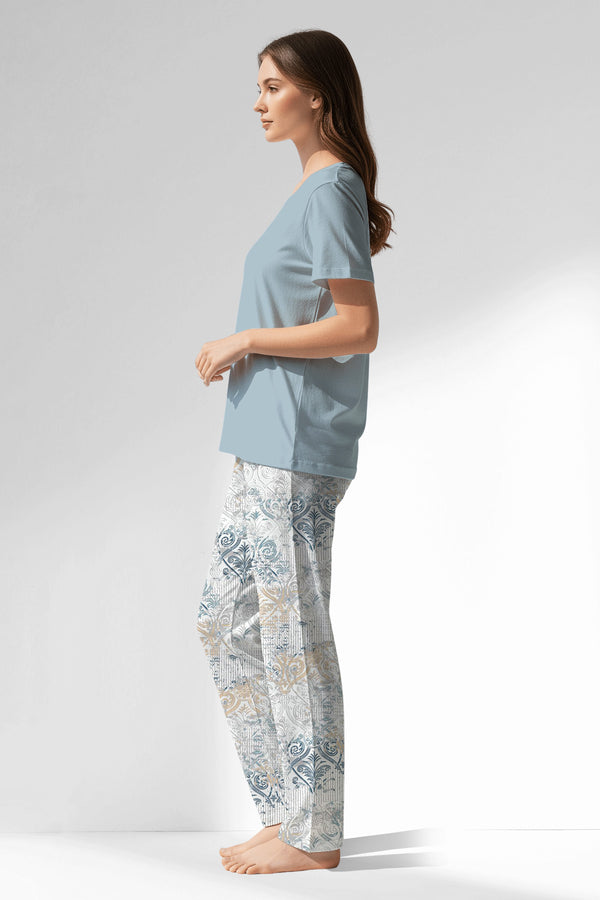 Woman Polyviscon Livora Pyjama Set - METRAJ MAVİ - Image 2