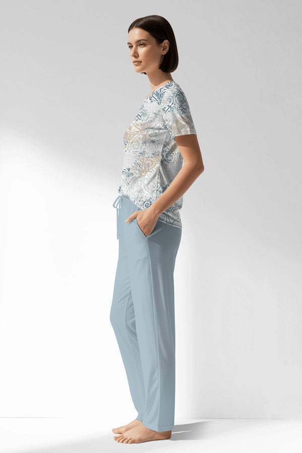 Woman Polyviscon Livora Pocket Detail Pyjama Set - ROTASYON - Image 2