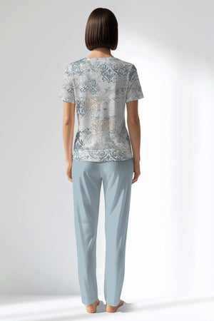 Woman Polyviscon Livora Pocket Detail Pyjama Set - ROTASYON - Image 3