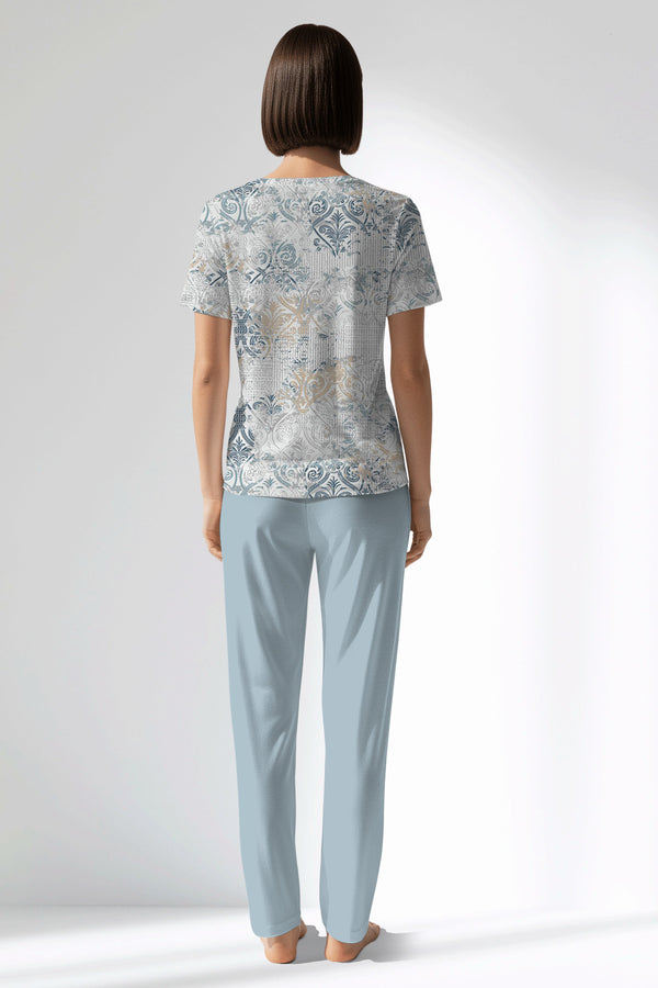 Woman Polyviscon Livora Pocket Detail Pyjama Set - ROTASYON - Image 3