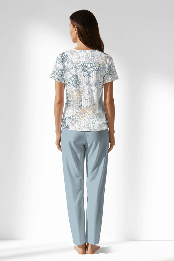 Woman Polyviscon Livora Buttoned Collar Pyjama Set - ROTASYON - Image 3