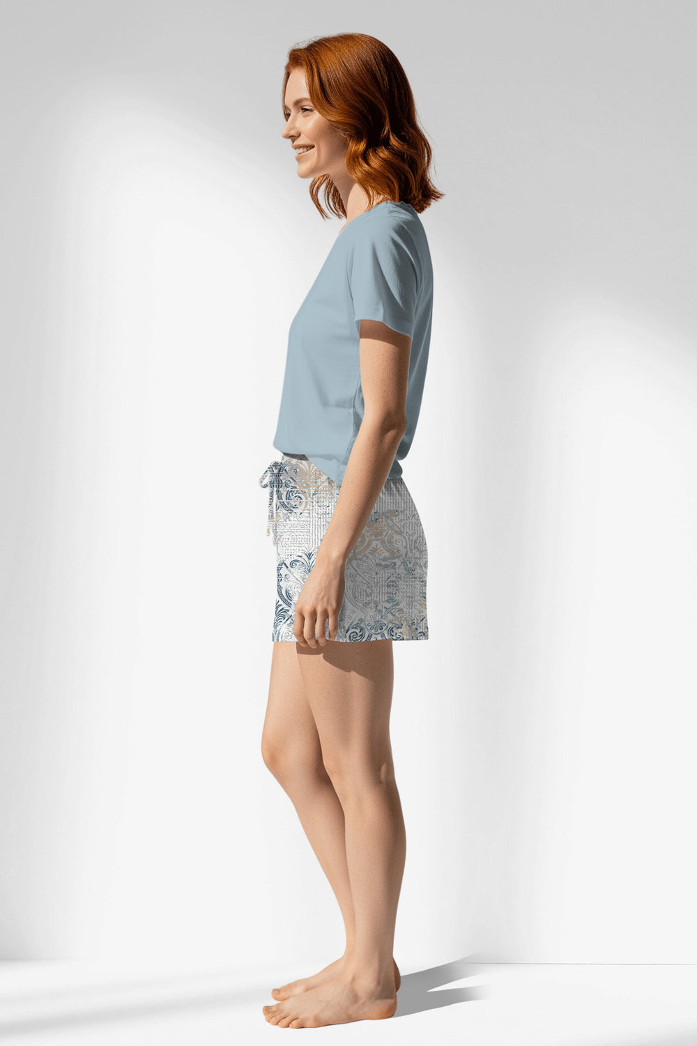 Woman Polyviscon Livora Short Set - METRAJ MAVİ - Image 1