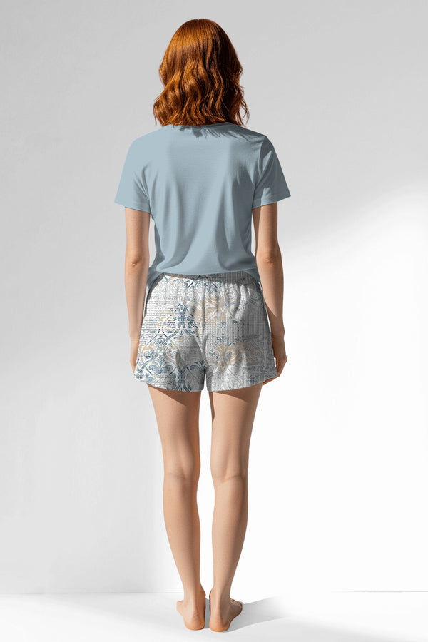 Woman Polyviscon Livora Short Set - METRAJ MAVİ - Image 3