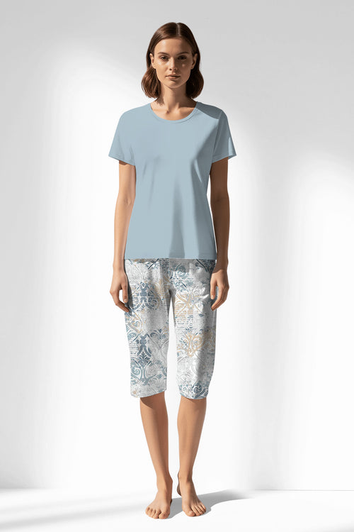 Woman Polyviscon Livora Capri Set - METRAJ MAVİ - Image 1