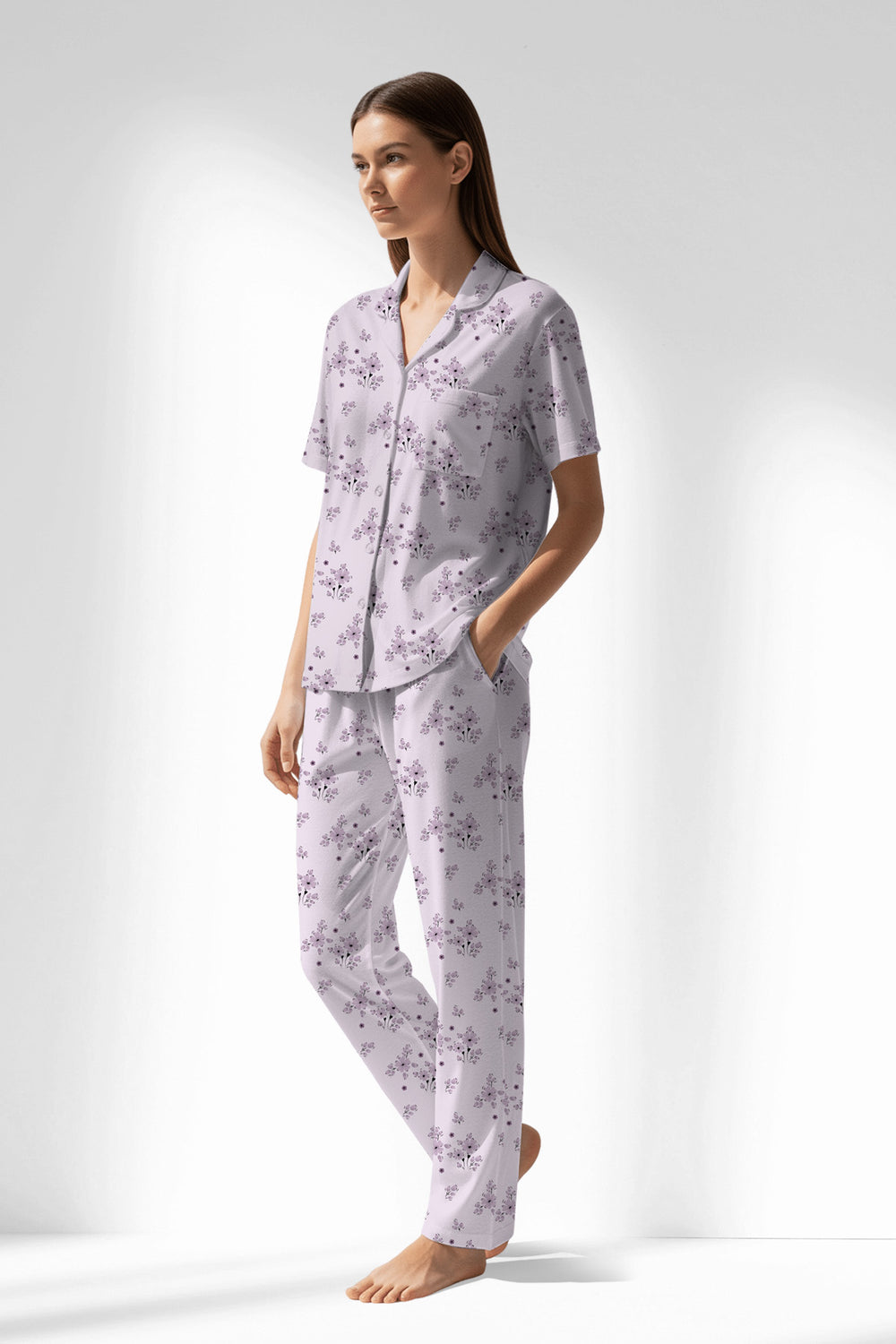 Woman Polyviscon Lunaris Buttoned Pyjama Set - ROTASYON - Image 1