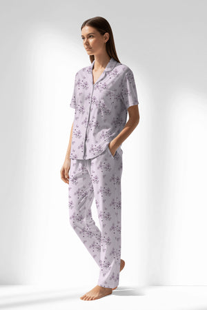 Woman Polyviscon Lunaris Buttoned Pyjama Set - ROTASYON - Image 2