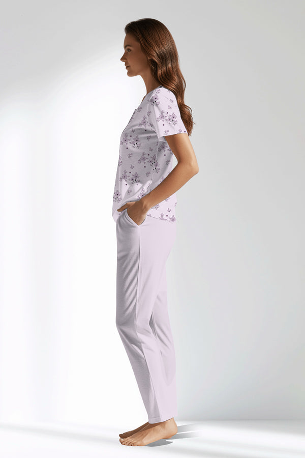 Woman Polyviscon Lunaris Buttoned Collar Pyjama Set - ROTASYON - Image 2