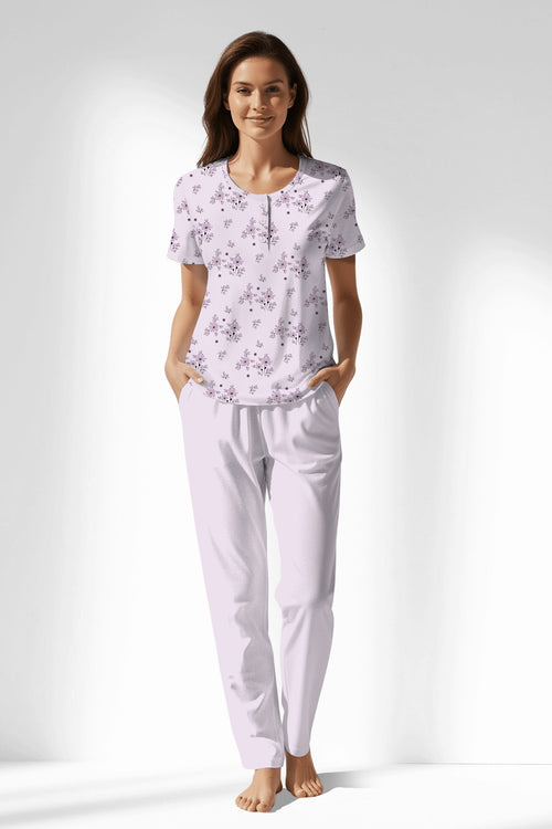 Woman Polyviscon Lunaris Buttoned Collar Pyjama Set - ROTASYON - Image 1