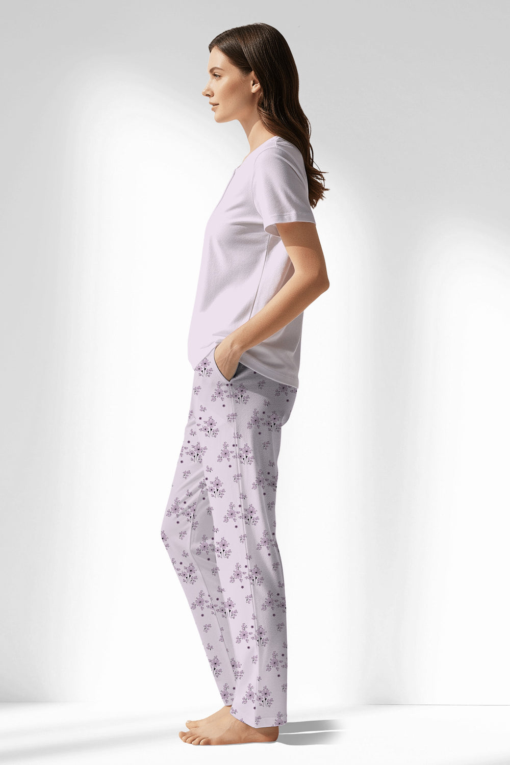 Woman Polyviscon Lunaris Drop Collar Pyjama Set - METRAJ ZEMIN - Image 1
