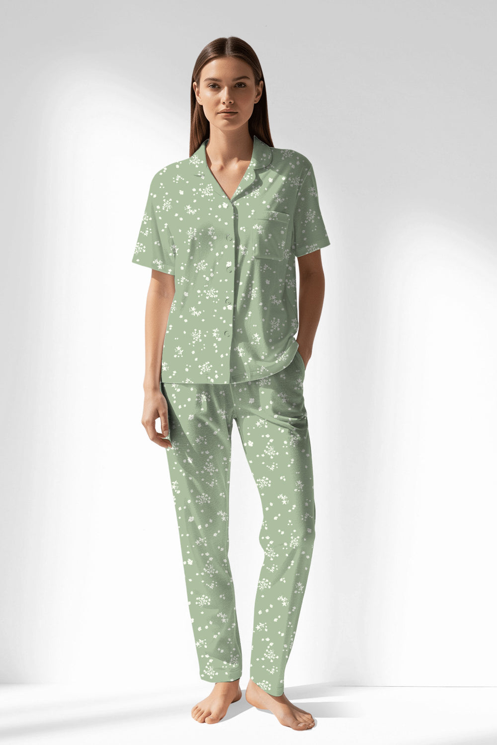 Woman Polyviscon Mirale Buttoned Pyjama Set - ROTASYON - Image 1