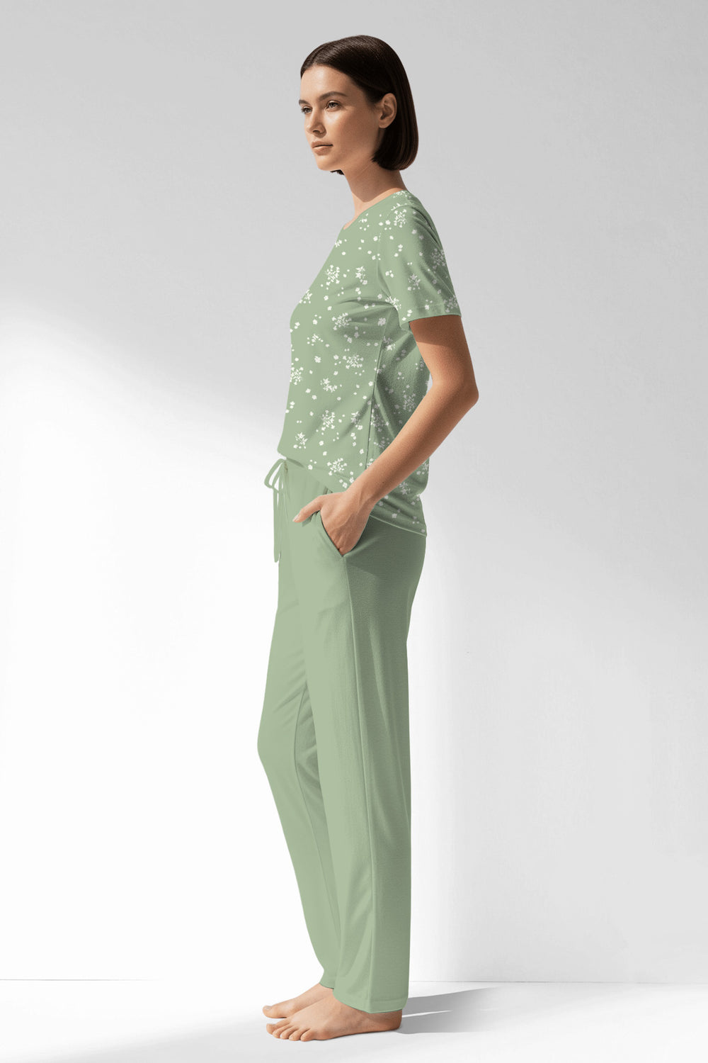 Woman Polyviscon Mirale Pocket Detail Pyjama Set - ROTASYON - Image 1