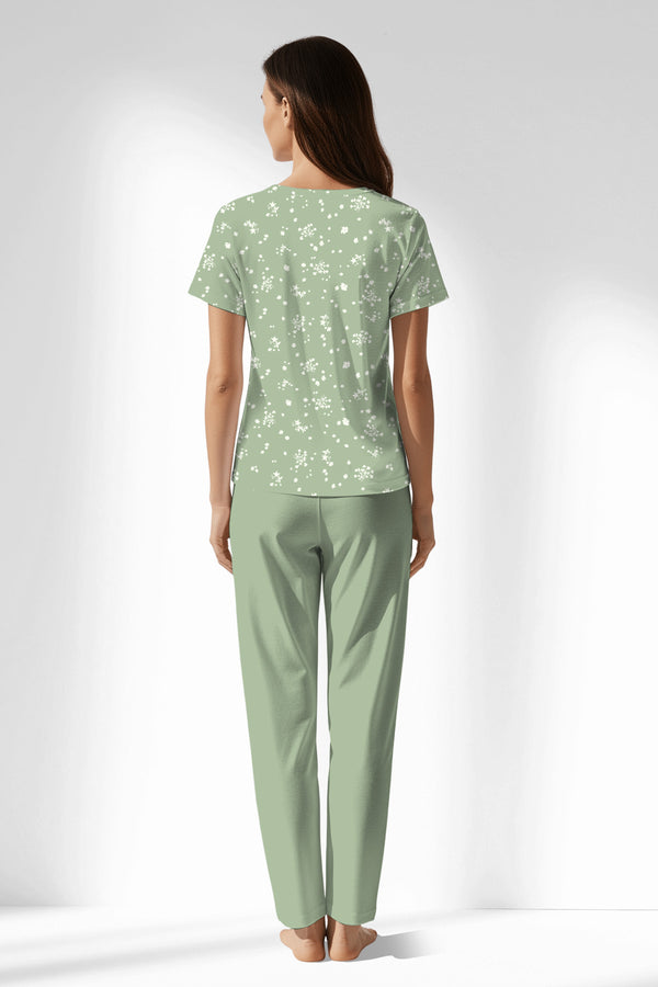 Woman Polyviscon Mirale Buttoned Collar Pyjama Set - ROTASYON - Image 3