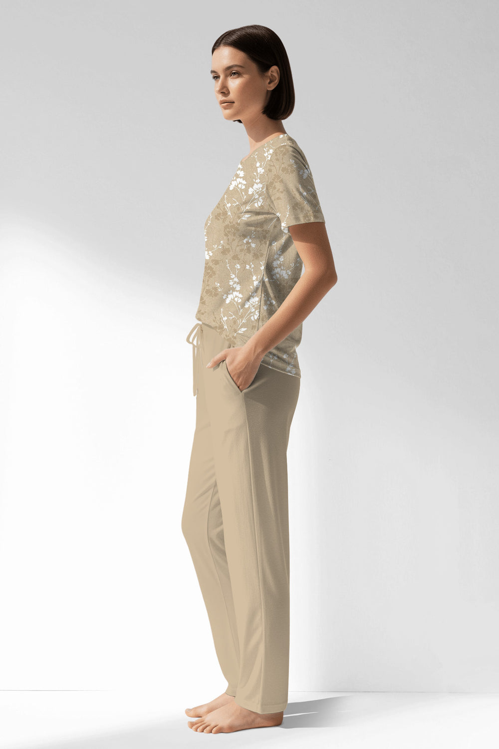 Woman Polyviscon Orlena Pocket Detail Pyjama Set - ROTASYON - Image 1