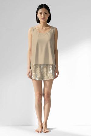 Woman Polyviscon Orlena Thick Strap Short Set - METRAJ ZEMIN - Image 1