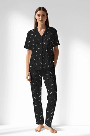 Woman Polyviscon Ritmica Buttoned Pyjama Set - ROTASYON - Image 1