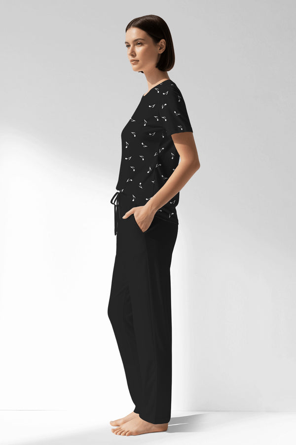 Woman Polyviscon Ritmica Pocket Detail Pyjama Set - ROTASYON - Image 2