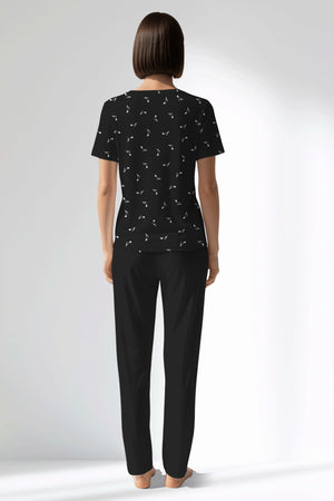 Woman Polyviscon Ritmica Pocket Detail Pyjama Set - ROTASYON - Image 3