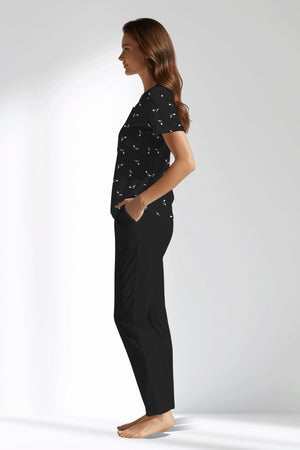 Woman Polyviscon Ritmica Buttoned Collar Pyjama Set - ROTASYON - Image 2