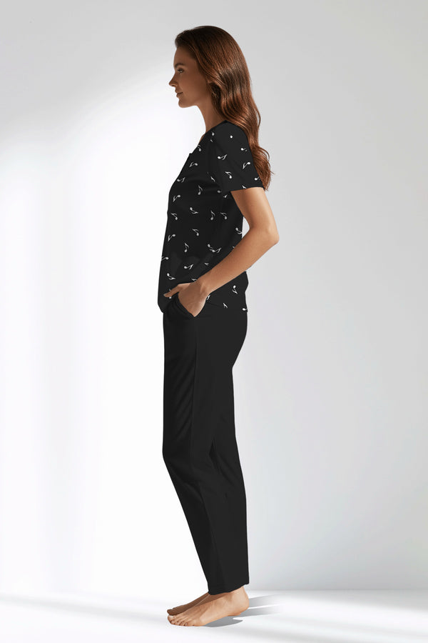 Woman Polyviscon Ritmica Buttoned Collar Pyjama Set - ROTASYON - Image 2