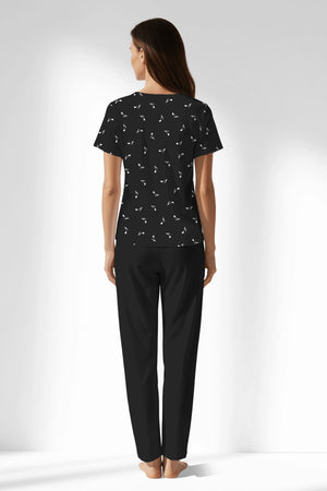 Woman Polyviscon Ritmica Buttoned Collar Pyjama Set - ROTASYON - Image 3