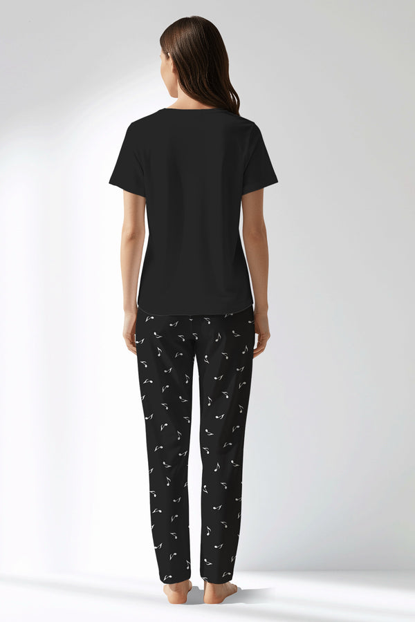 Woman Polyviscon Ritmica Drop Collar Pyjama Set - METRAJ ZEMIN - Image 3