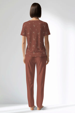 Woman Polyviscon Rosinia Pocket Detail Pyjama Set - ROTASYON - Image 3