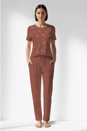 Woman Polyviscon Rosinia Pocket Detail Pyjama Set - ROTASYON - Image 1