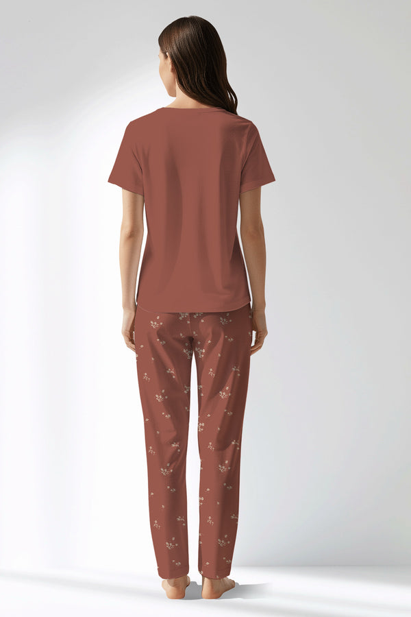 Woman Polyviscon Rosinia Drop Collar Pyjama Set - METRAJ ZEMIN - Image 3