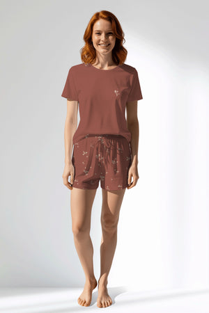 Woman Polyviscon Rosinia Short Set - METRAJ ZEMIN - Image 1