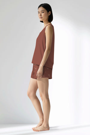 Woman Polyviscon Rosinia Thick Strap Short Set - METRAJ ZEMIN - Image 2