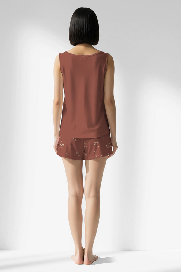 Woman Polyviscon Rosinia Thick Strap Short Set - METRAJ ZEMIN - Image 3