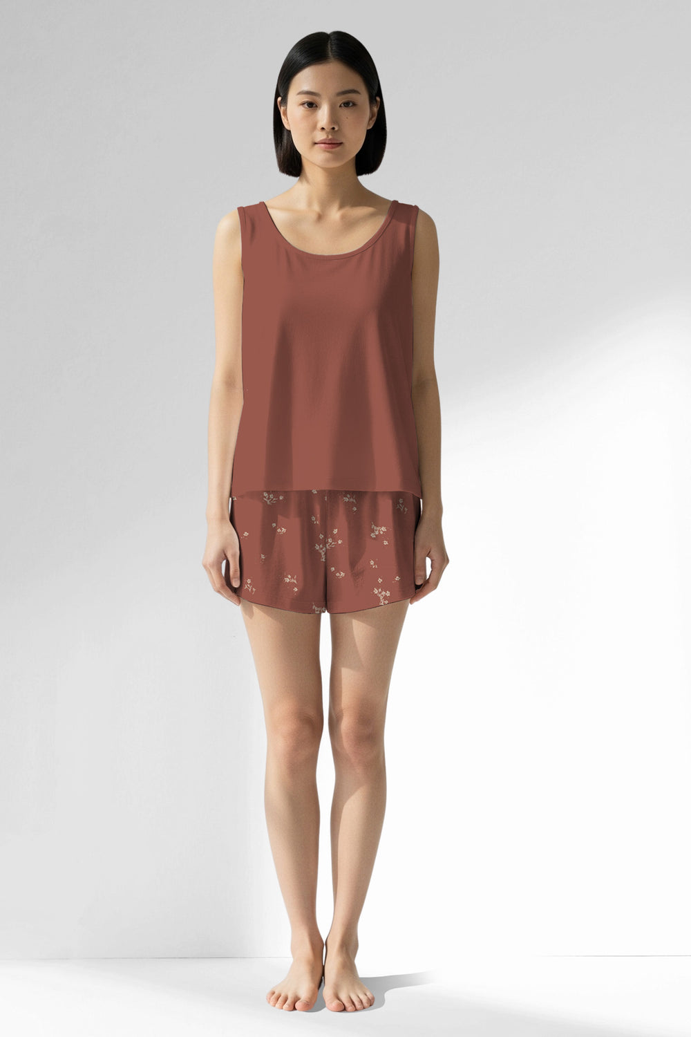 Woman Polyviscon Rosinia Thick Strap Short Set - METRAJ ZEMIN - Image 1