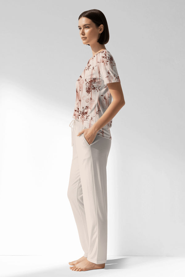 Woman Polyviscon Selvine Pocket Detail Pyjama Set - ROTASYON - Image 2