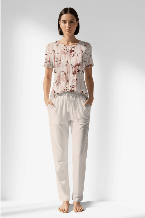 Woman Polyviscon Selvine Pocket Detail Pyjama Set - ROTASYON - Image 1